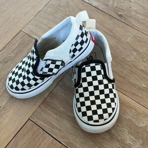 Vans Kids Checkered Slip-On Shoes - Black and White